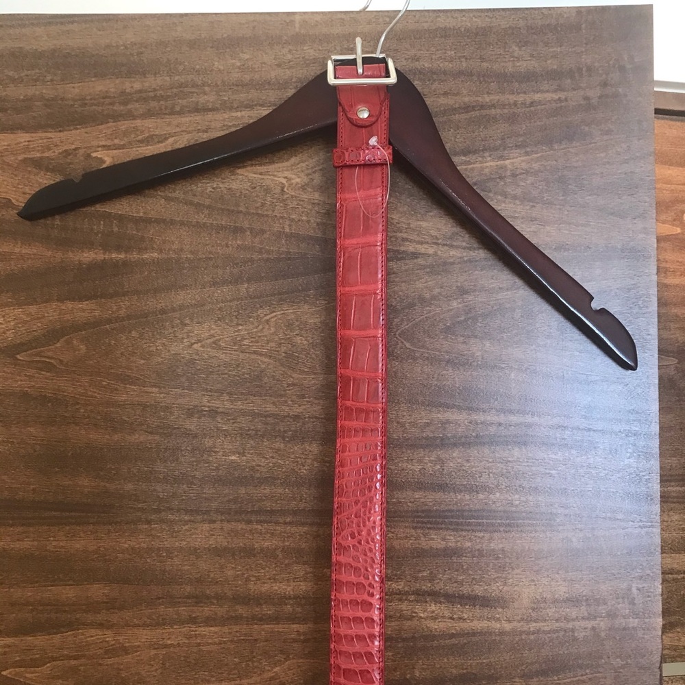 Madison Vaincourt genuine crocodile red belt 75 - Picture 6 of 12